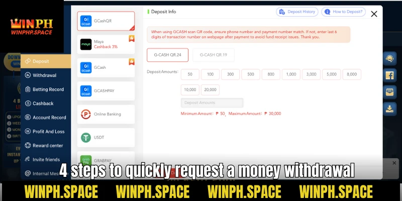 4 Steps to quickly request a money withdrawal