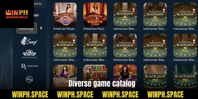 Diverse game catalog
