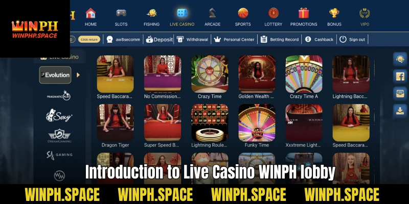 Introduction to Live Casino WINPH lobby