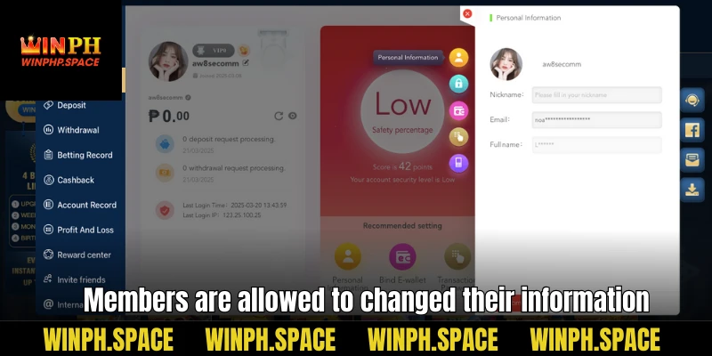 Members are allowed to changed their information
